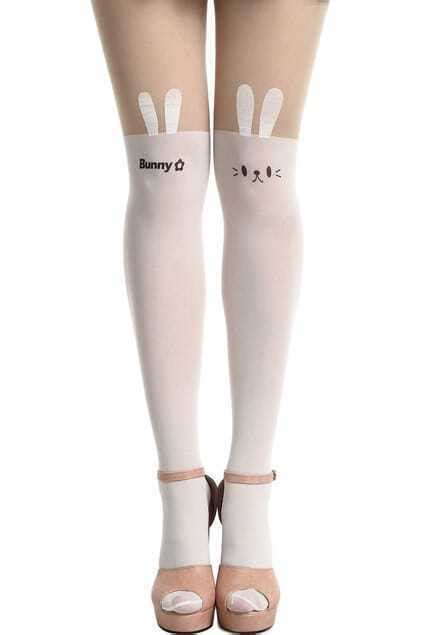 over watch d.va bunny fake over knee tights white
